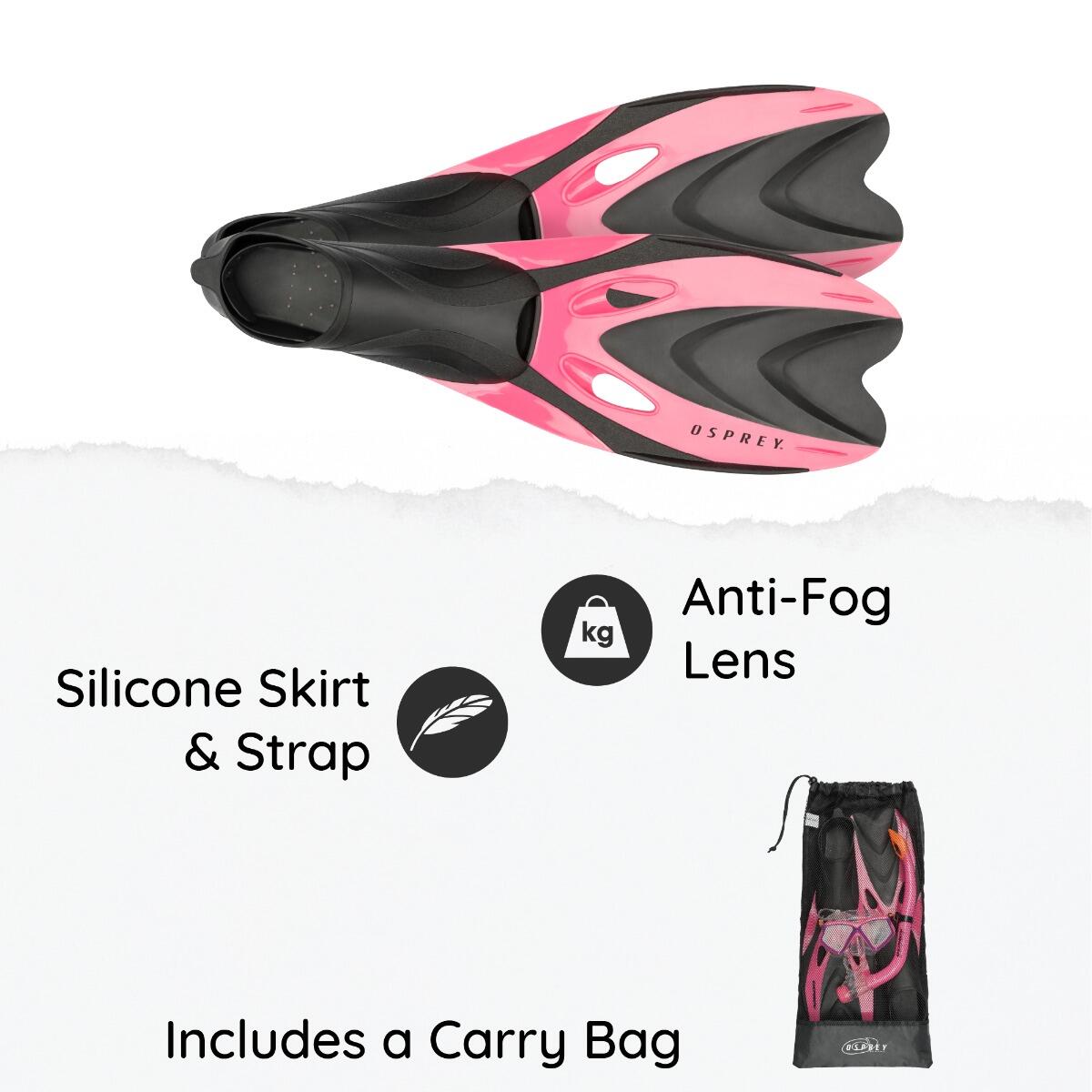 Osprey Junior Snorkel Set with Flippers and Fins, Pink 3/4