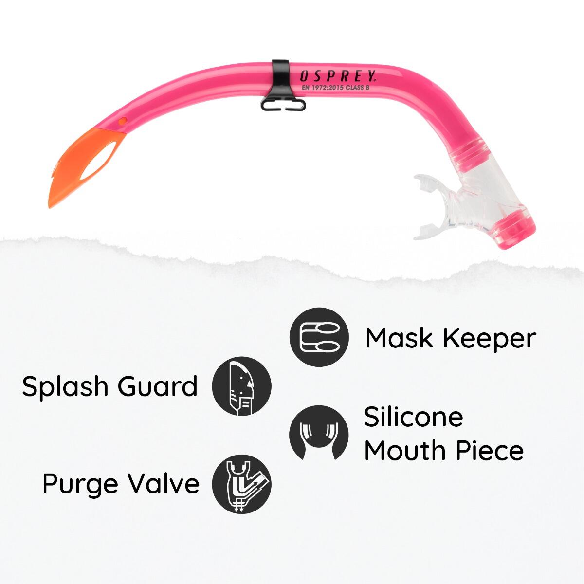 Osprey Junior Snorkel Set with Flippers and Fins, Pink 4/4