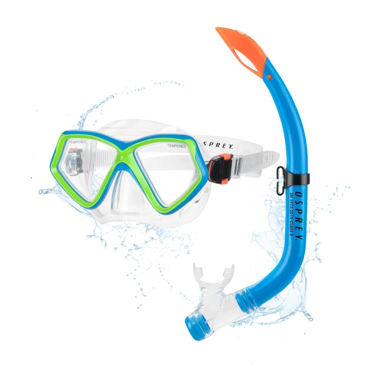 Osprey Kids Mask and Snorkel Set, Tempered Lens Snorkelling Set 1/4