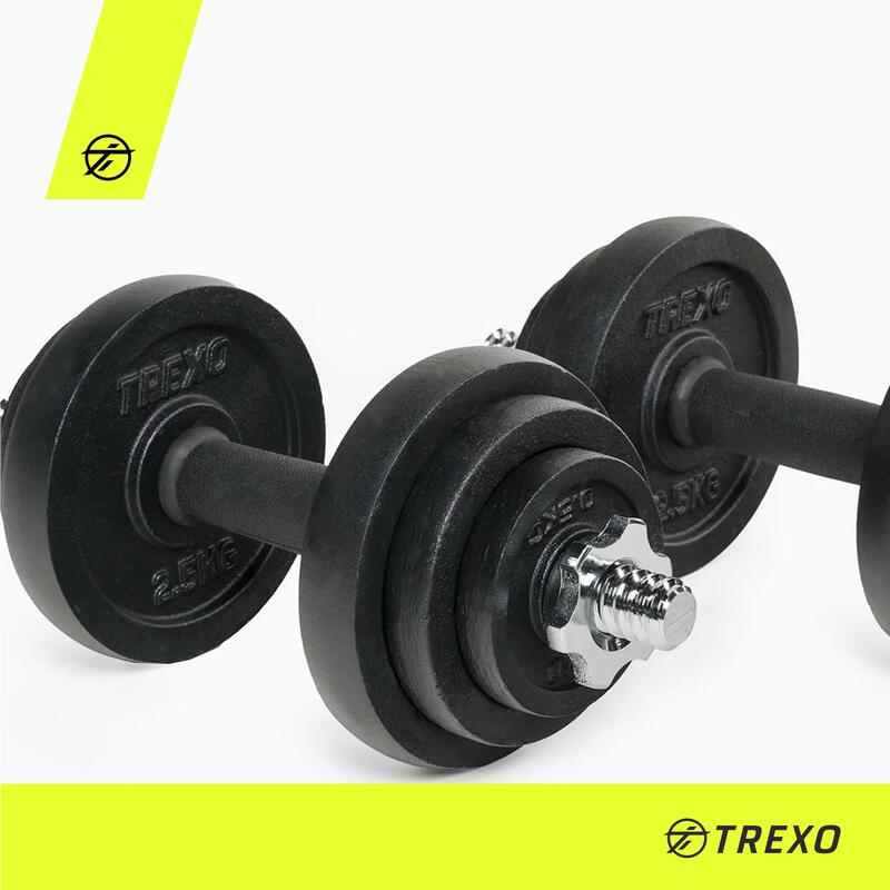 Juego de mancuernas con barra TREXO 50 kg