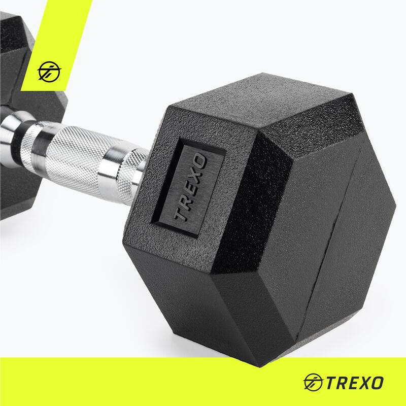 TREXO Hex HXD50 5 kg-os gumírozott súlyzók