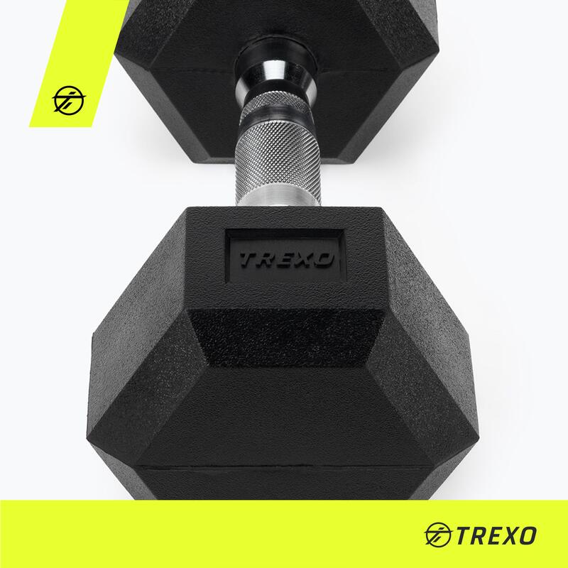 Hantel ogumowany TREXO Hex 5 kg