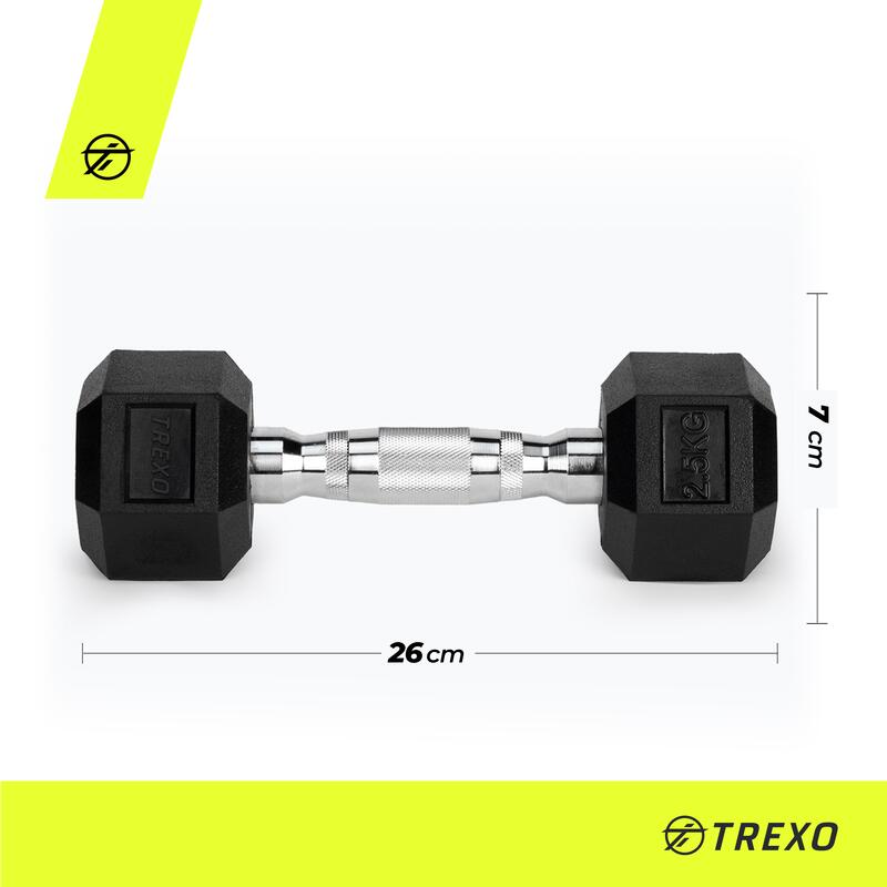 TREXO Hex pogumovaná činka 2,5 kg