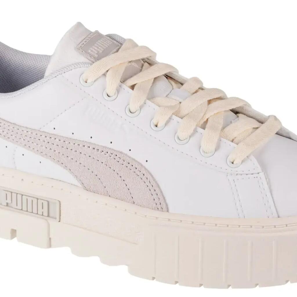 Womens/Ladies Mayze Thrited Suede Trainers (White/Beige)