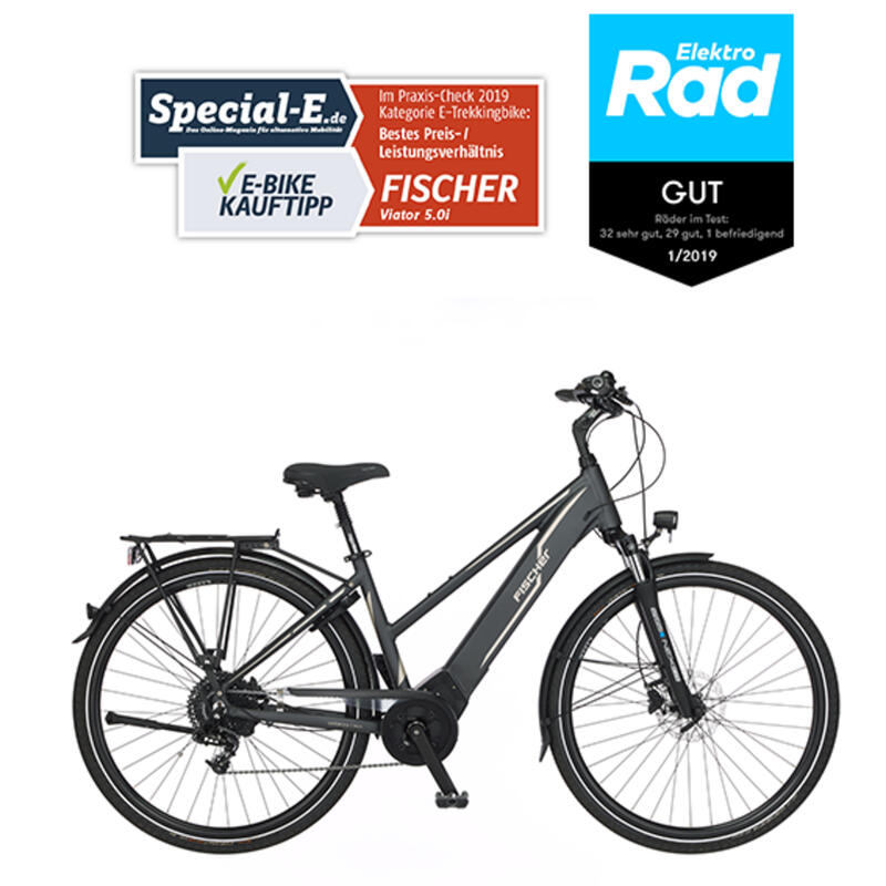 FISCHER Damen Trekking E-Bike VIATOR 5.0i grau 28 Zoll RH 44 cm 504 Wh