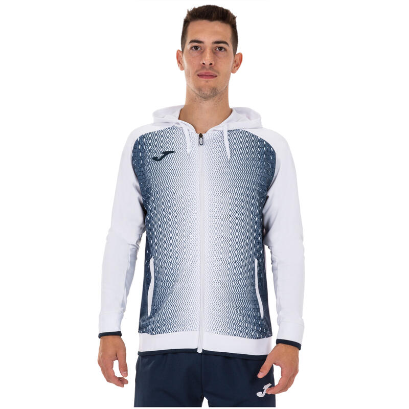 Férfi pulóver, Joma Supernova Hooded Jacket, fehér