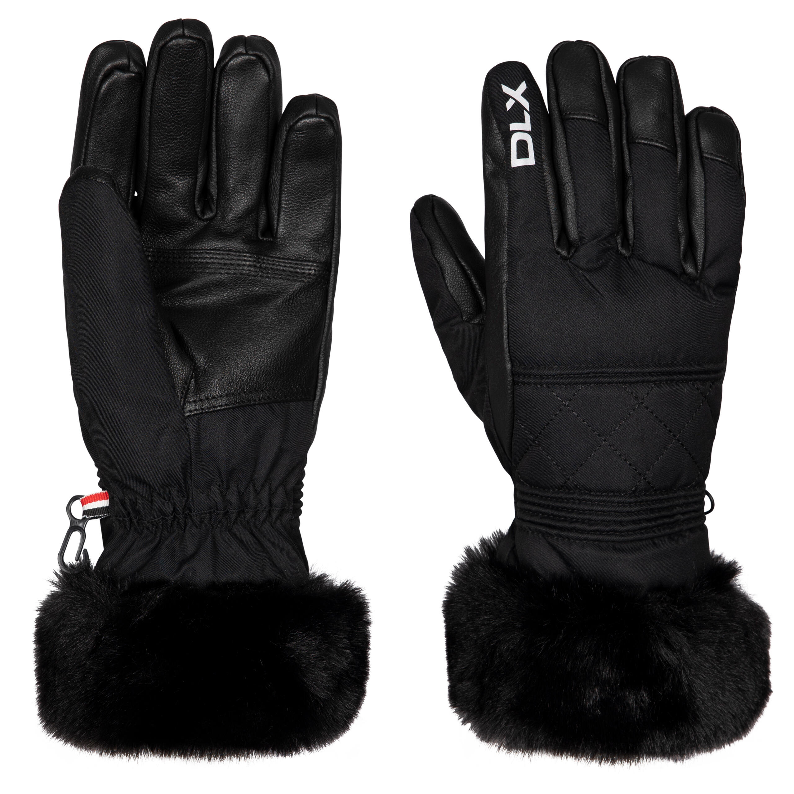 Womens Ski Gloves Sherpa Fleece Quilted Detail Dirin 1/5