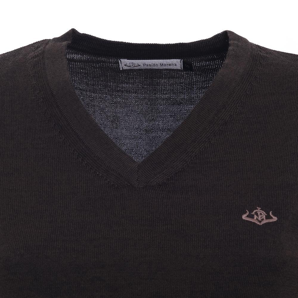 Jersey Caza Mujer Pasión Morena 04069 Marrón Cuello en Pico 2/5