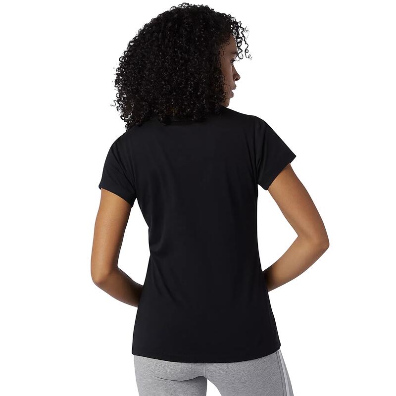 Póló New Balance Essentials Stacked Logo, Fekete, Nők