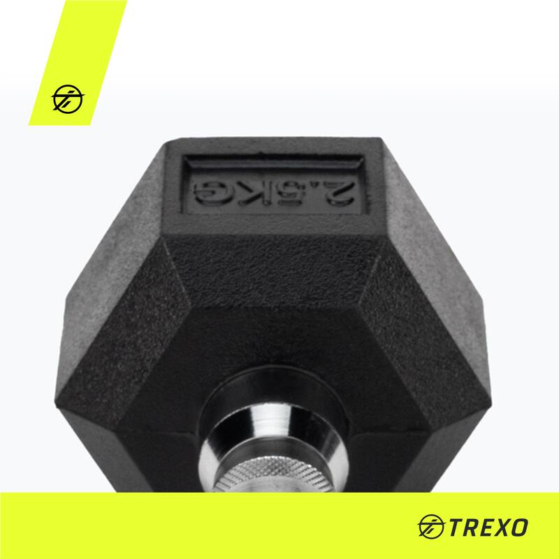 TREXO Hex pogumovaná činka 2,5 kg