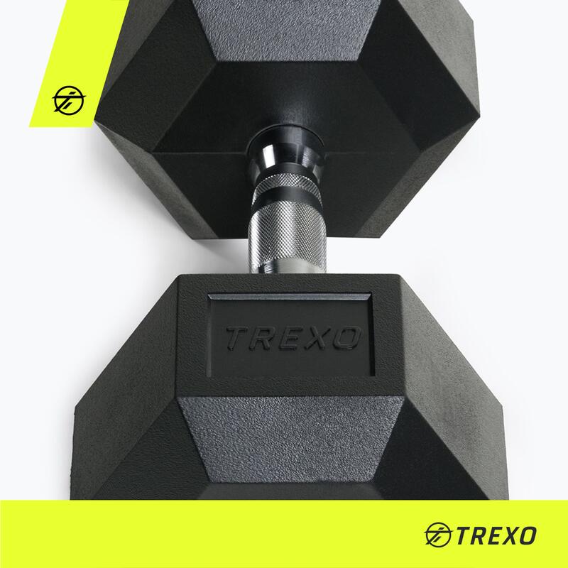 TREXO Hex gumírozott súlyzó 20 kg