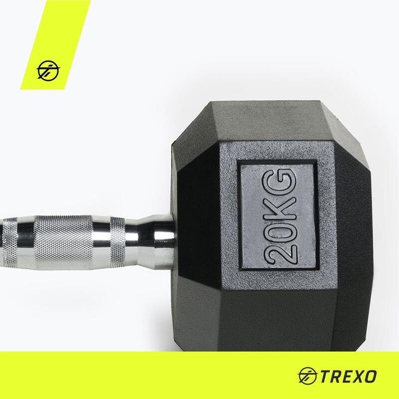 TREXO Hex HXD200 20 kg-os gumírozott súlyzók