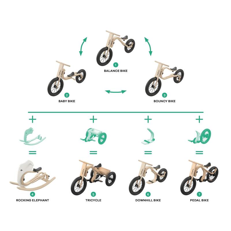 Bicicletta di equilibrio in legno leg&go 3-in-1 per bambini e ragazzi
