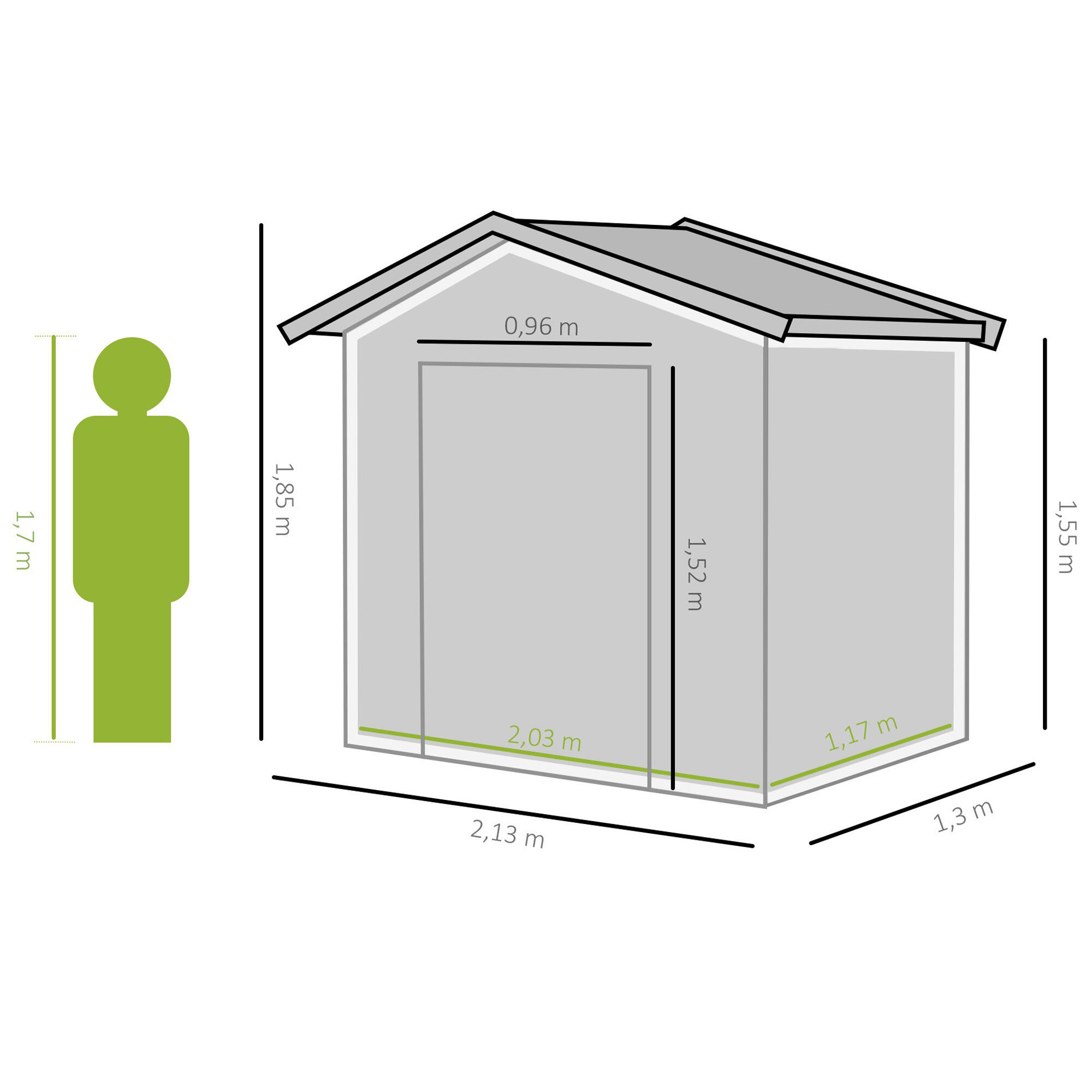Caseta almacenamiento bicicletas Outsunny 213x130x185 cm Caqui 3/7