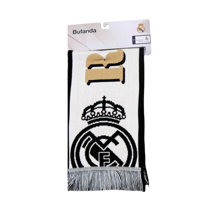 Fútbol Real Madrid Bufanda Telar Oficial Color Blanco-Negro. Medidas 120x20 Cm