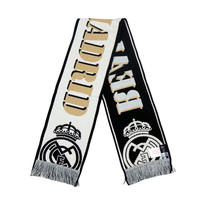 Fútbol Real Madrid Bufanda Telar Oficial Color Blanco-Negro. Medidas 120x20 Cm