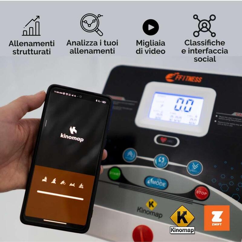 Tapis Roulant Elettrico Pieghevole 12 km/h con Bluetooth FF