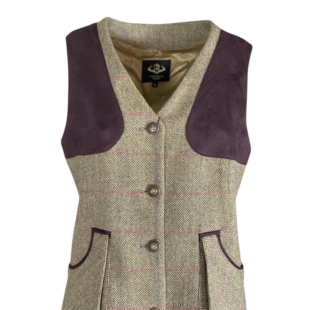 Chaleco Caza Mujer Pasión Morena 08034 Caqui Gris Tiro Tweed Largo 2/5