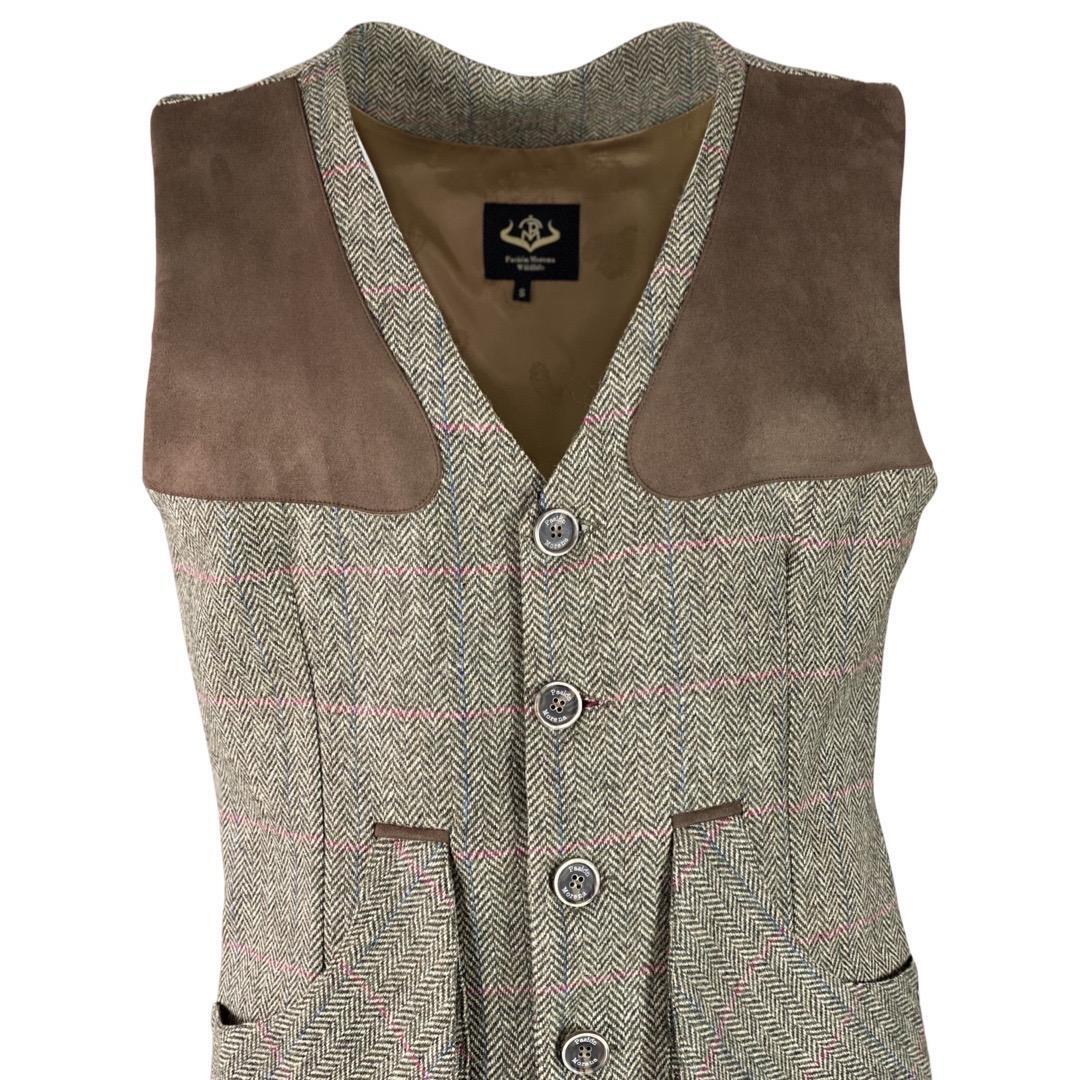 Chaleco Caza Hombre Pasión Morena 07008 Caqui Gris Tiro Tweed 3/4