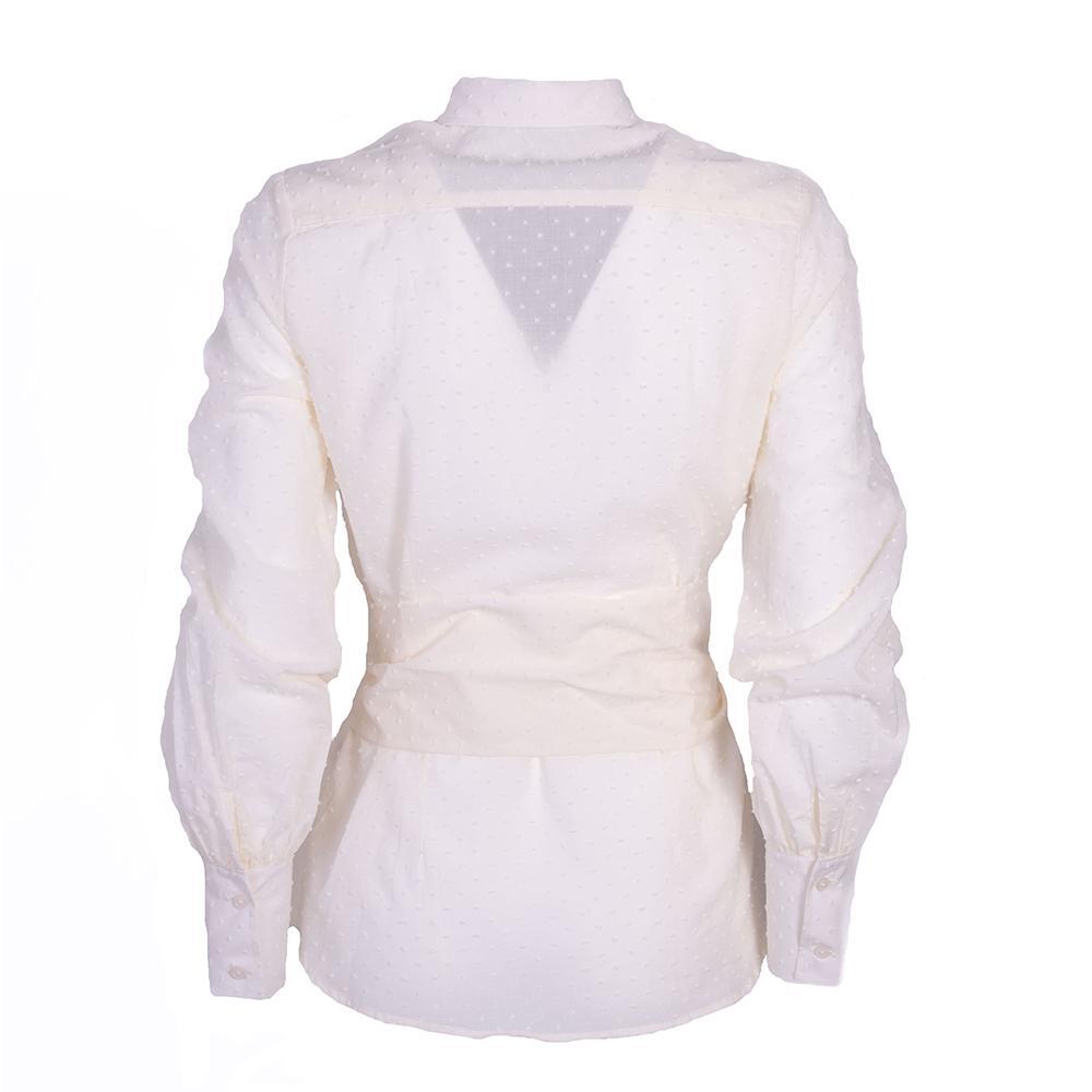 Camisa Caza Mujer Pasión Morena 02089 Beige Manga Larga Plumeti Lazo 6/6