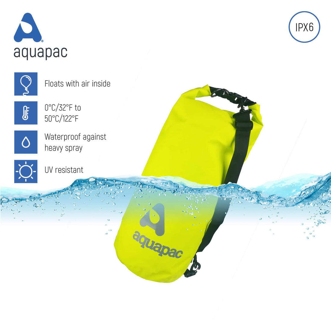 Sac étanche avec bandoulière - Vert acide (25L) 3/7