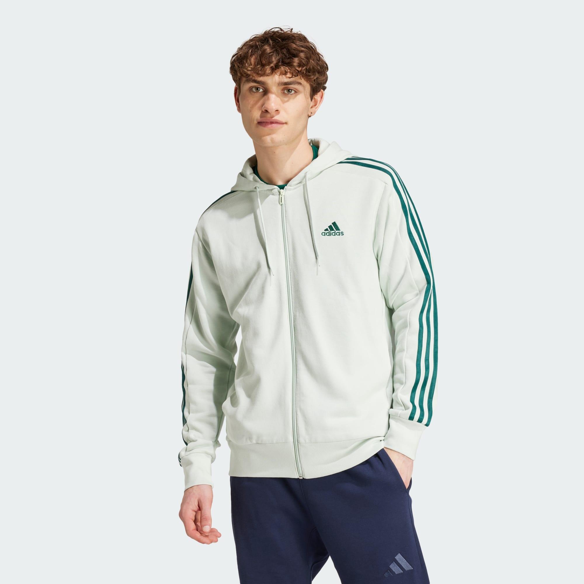 Essentials French Terry 3-Stripes Full-Zip Hoodie