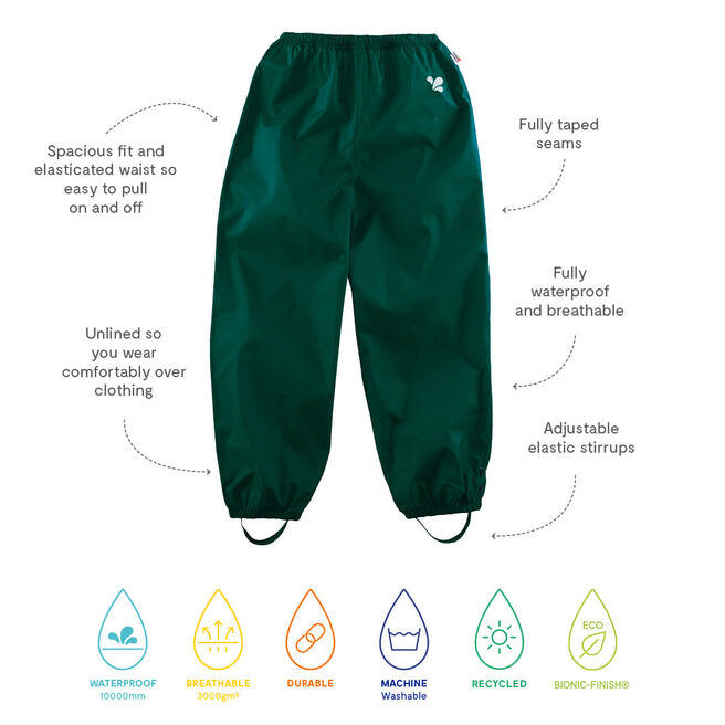 Kids Green Waterproof Trousers Recycled 4/4
