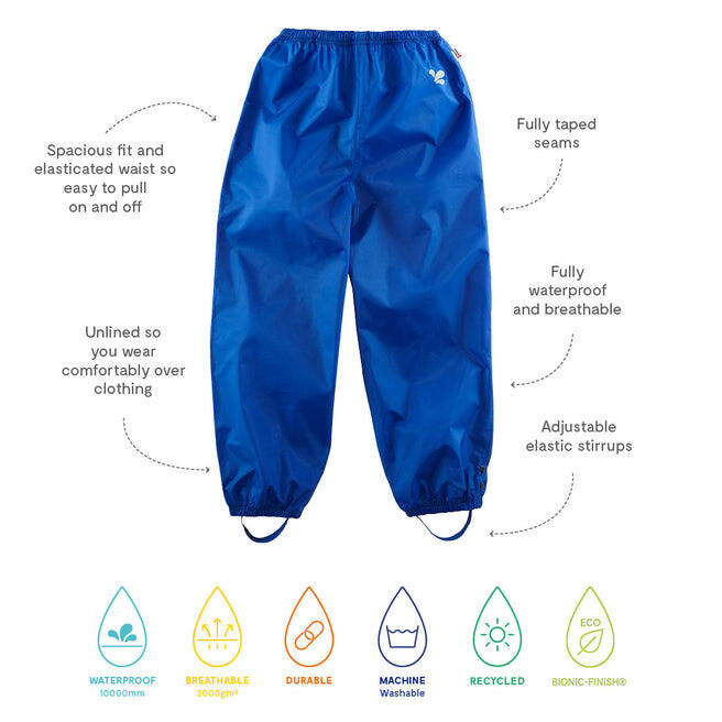 Kids Blue Waterproof Trousers Recycled 4/4