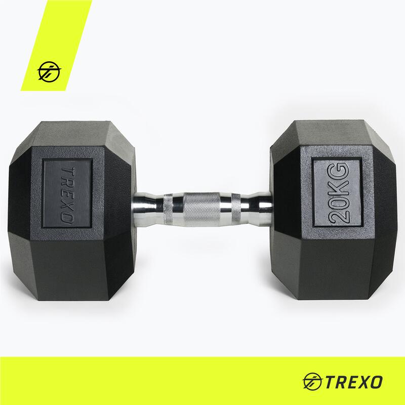 Hantel ogumowany TREXO Hex 25 kg