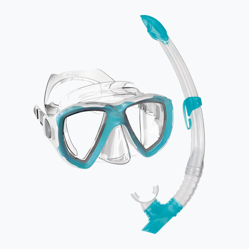 Masque et Tuba de Snorkeling Combo Trygon Adulte Aqua Blanc Transparent