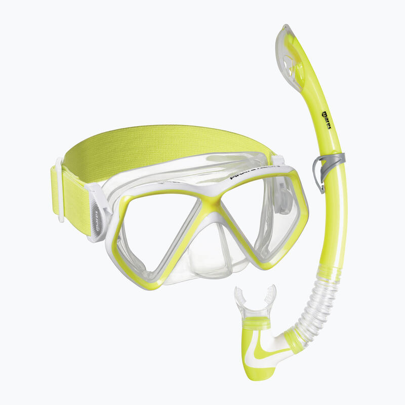 Masque et Tuba de Snorkeling Combo Pirate Neon Enfant JauneBlanc Transparent