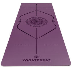 Tapis de yoga Violet Améthyste PU-Caoutchouc naturel avec MANDALA et BODY LINE