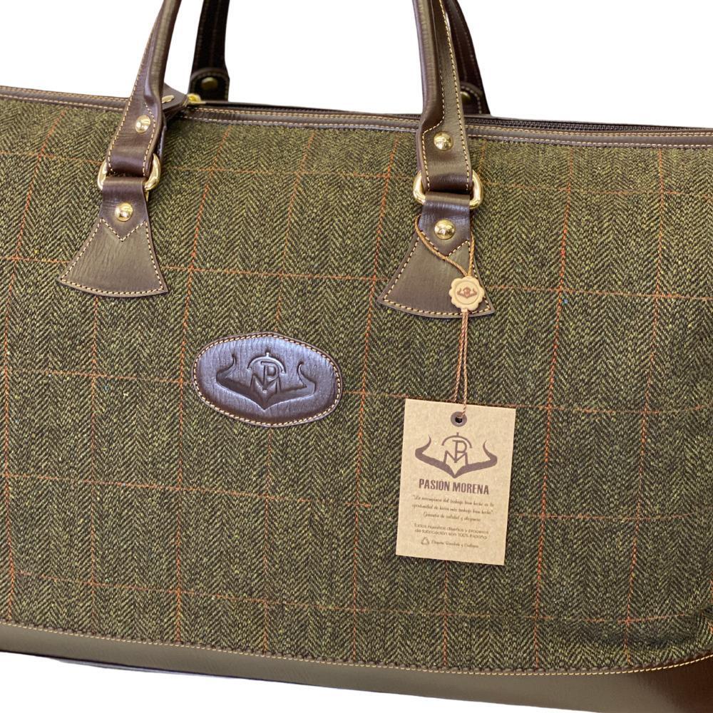 Bolsa de viaje Pasión Morena 29008 Caqui Tweed Piel con Cremallera 5/5