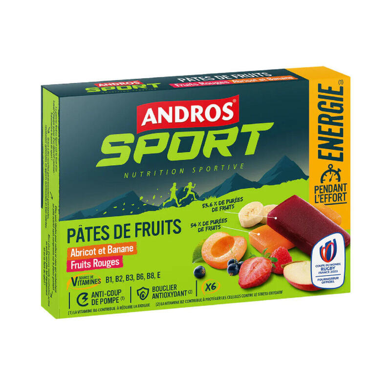 PÂTES DE FRUITS ANDROS ABRICOT BANANE FRUITS ROUGES x6