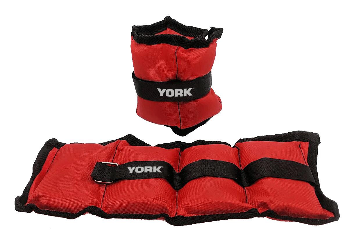 York Fitness 2 x 1KG Ankle & Wrist Weights (Red)