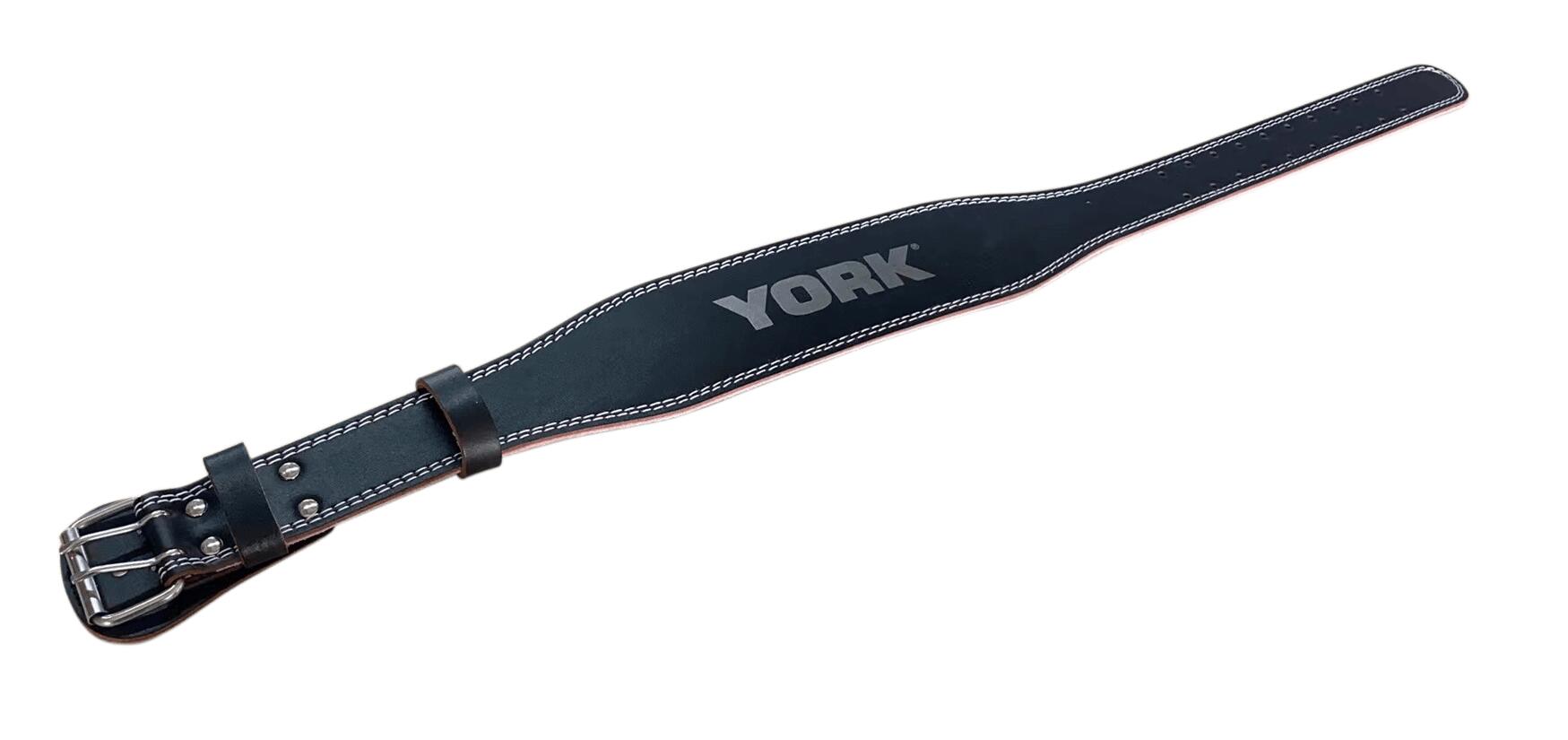 York Black Split Leather Belt / Double Stiched - S