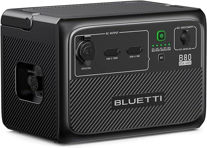 BLUETTI BLUETTI Expansion Battery B80 806Wh LiFePO4/DC Power Source/100W USB-C, Camping