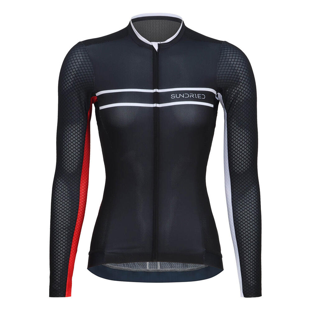SUNDRIED Pro Womens Black Long Sleeve Cycle Jersey