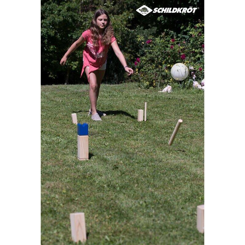 Juego de bolos skittles de madera Kubb Schildkröt FSC marrón