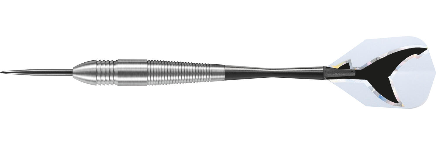 Fléchettes McCoy Shark 22g – Tungstène 90%, Pointe Acier, Gravure Laser, Look Agressif