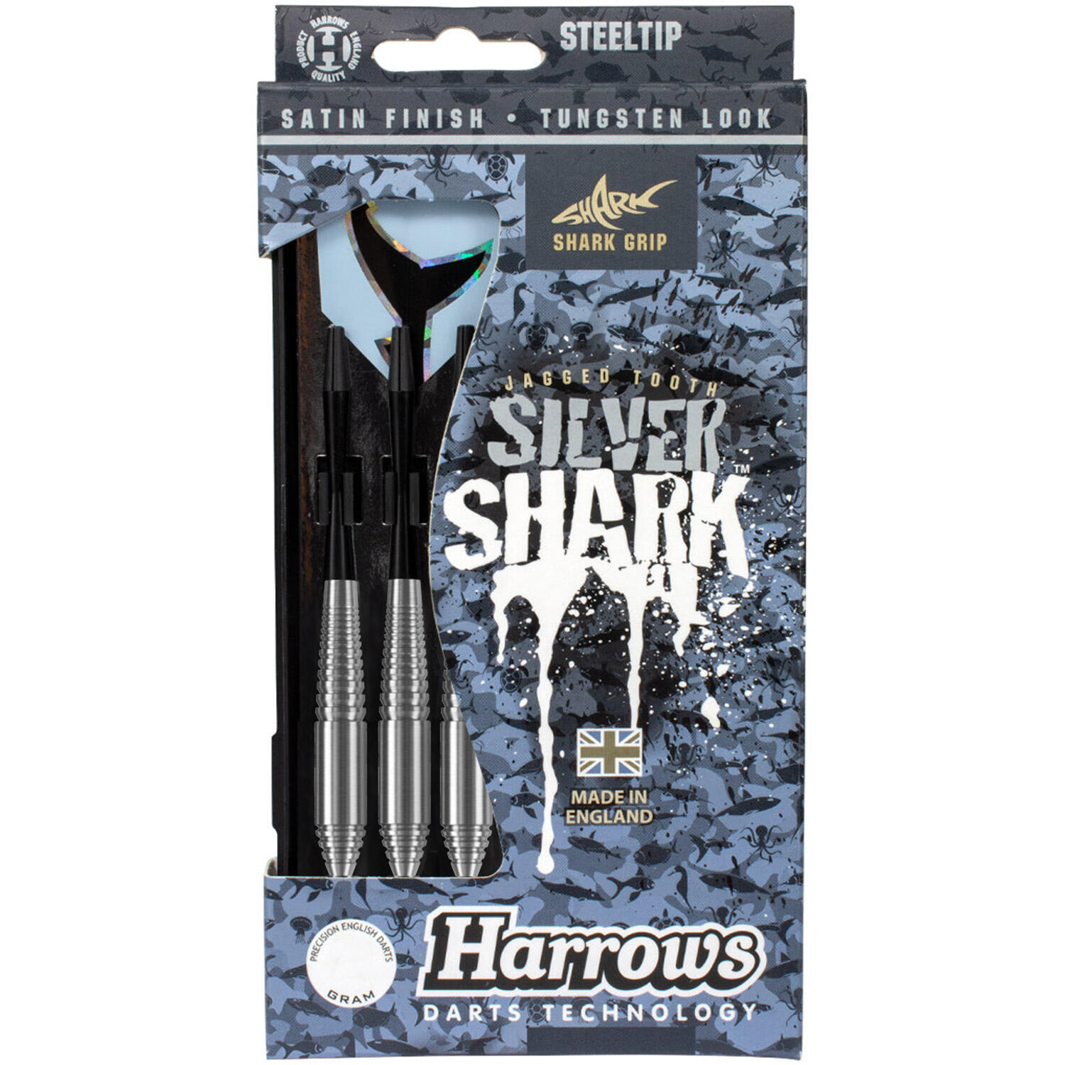 HARROWS Freccette adulto Dartpijlen Steeltip Silver Shark, Nero