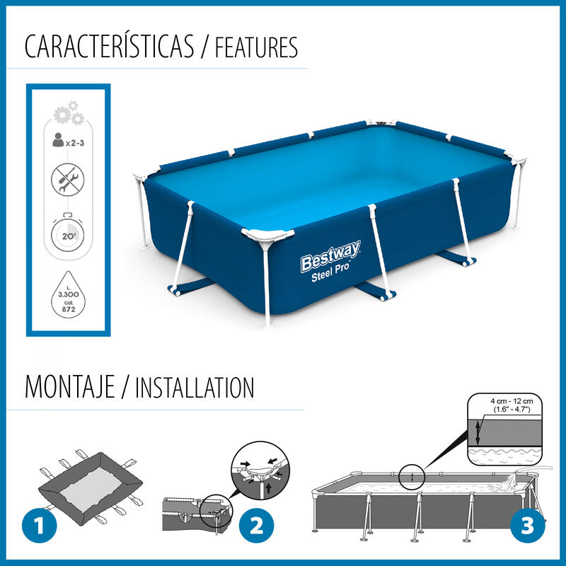 Piscina Bestway Steel Pro 300 x 201 x 66 cm