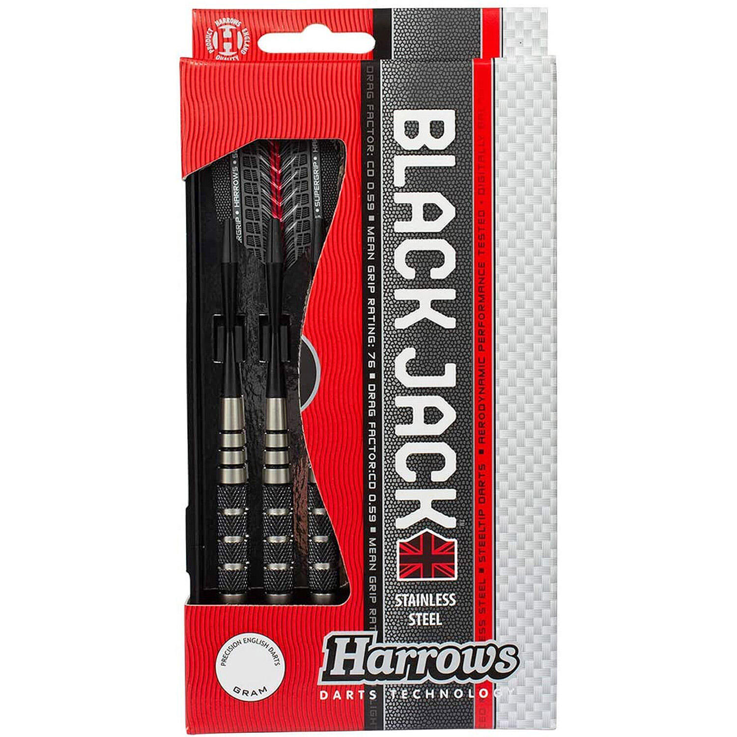 HARROWS Freccette punta di acciaio sport , adulto Black Jack, Nero
