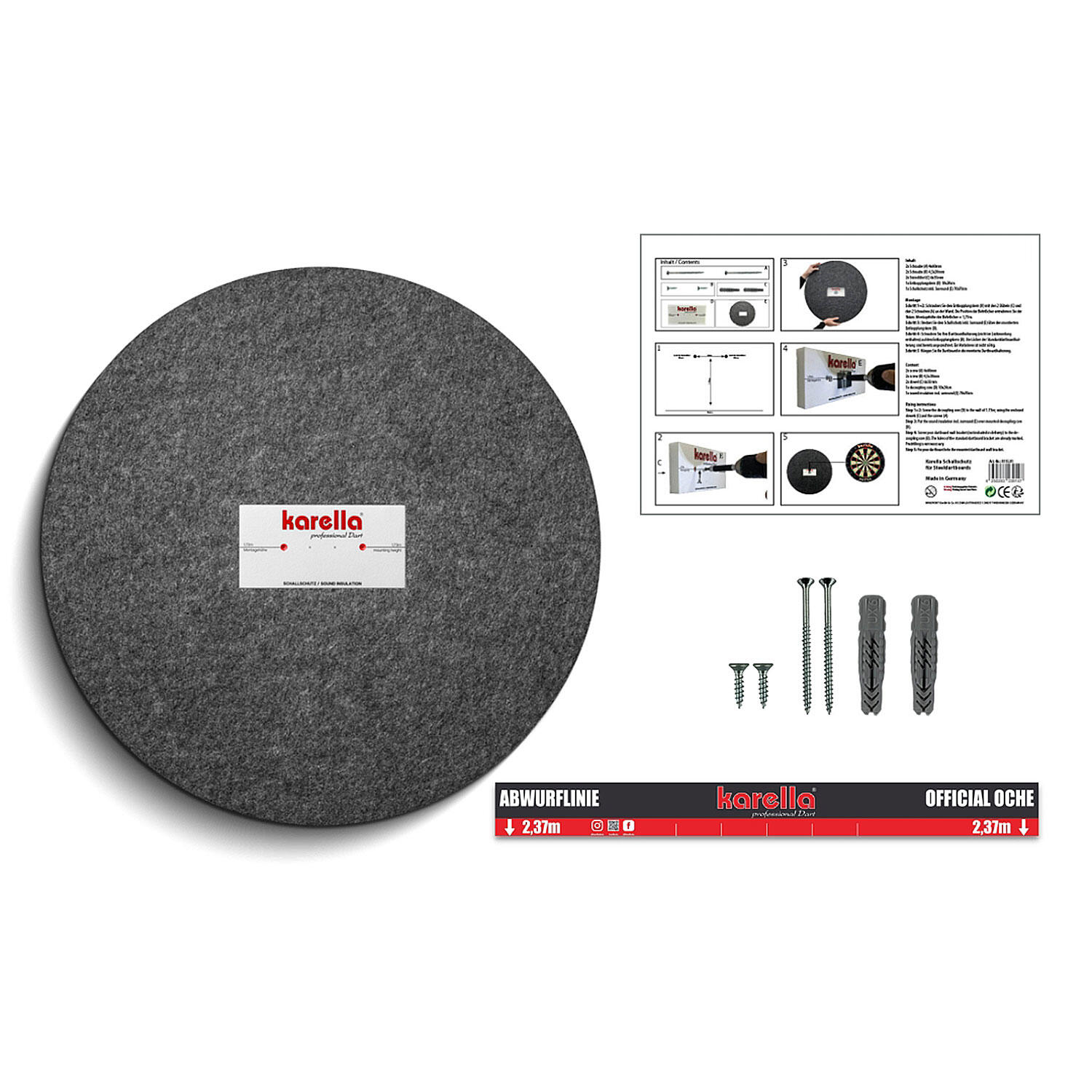 Karella Dartbord catchring/geluidsisolatie Antraciet 4/6