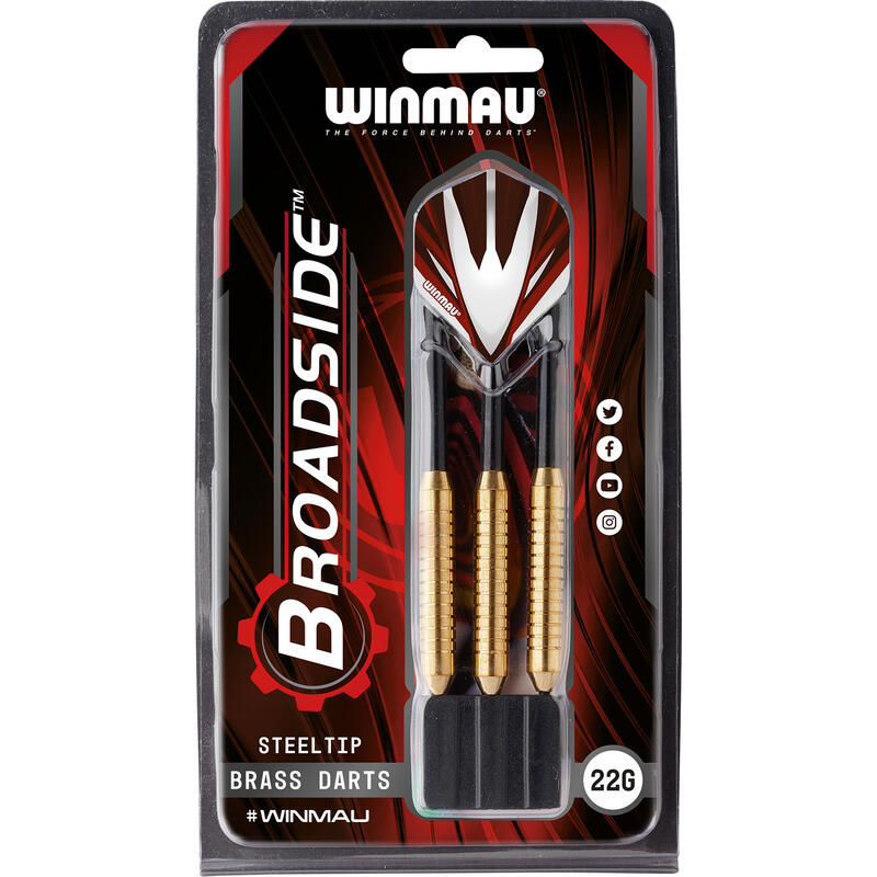 Fléchettes Winmau Broadside en laiton à pointe d'acier 22 grammes