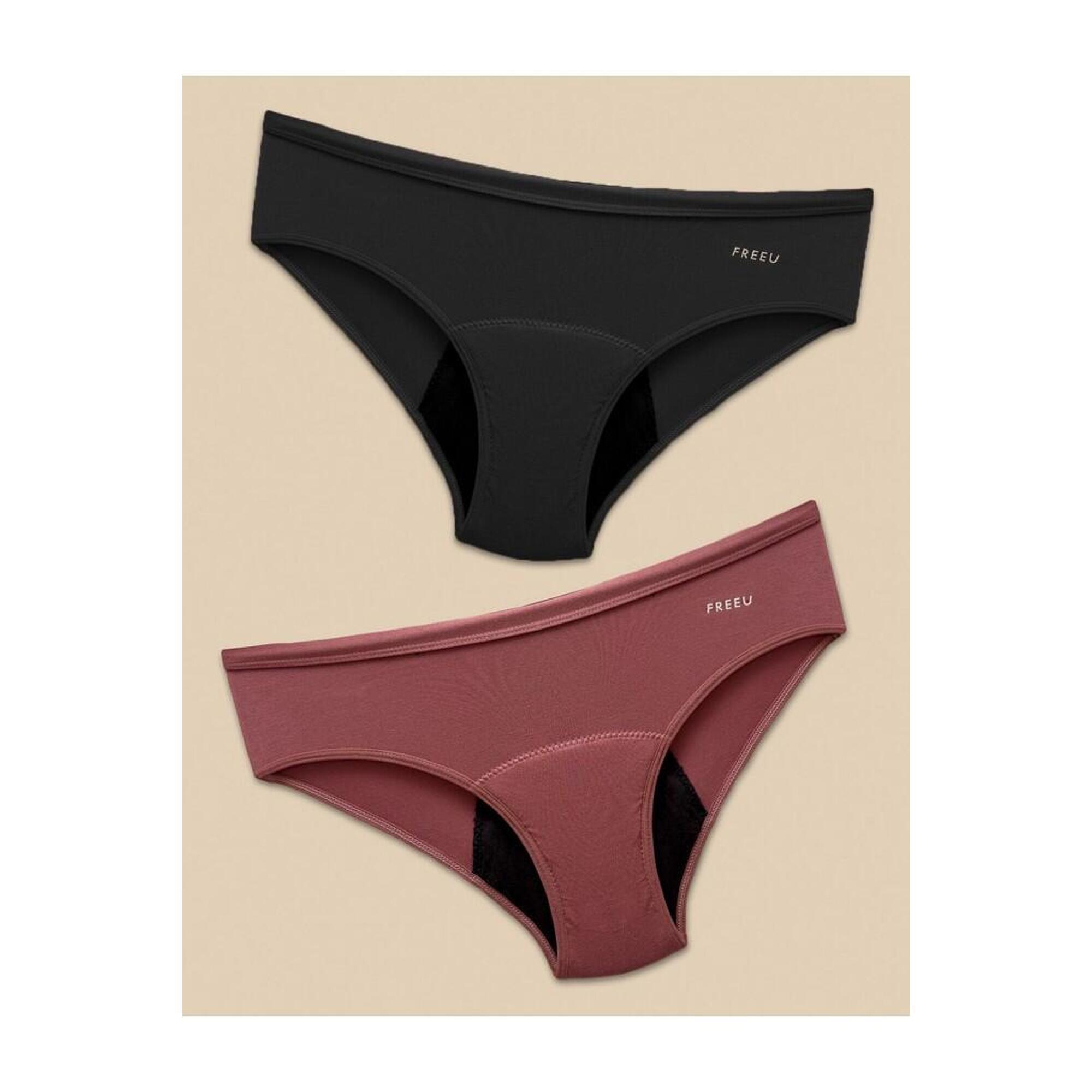 Conjunto de 2 cuecas menstruais de fluxo intenso em algodão bambu