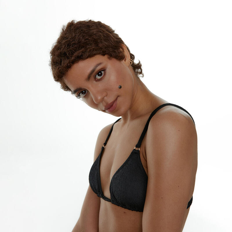 Haut de bikini triangular Lottie jacquard pour femmes Black Limba