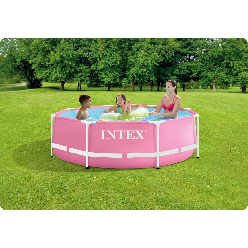 Piscine tubulaire Metal Frame Pink ronde 2,44 x 0,76 m (avec filtration)