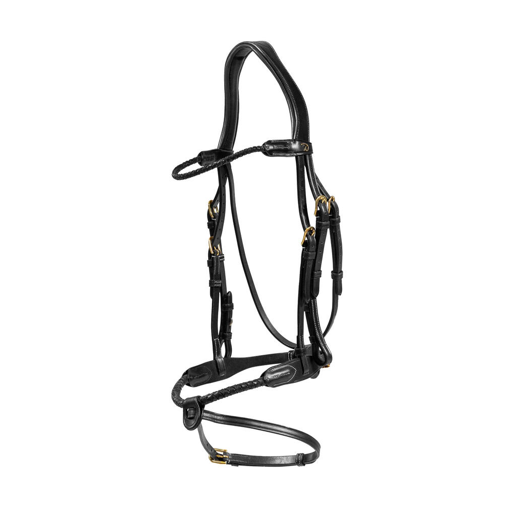 Round braided riding bridle with English-combined noseband Dy'on