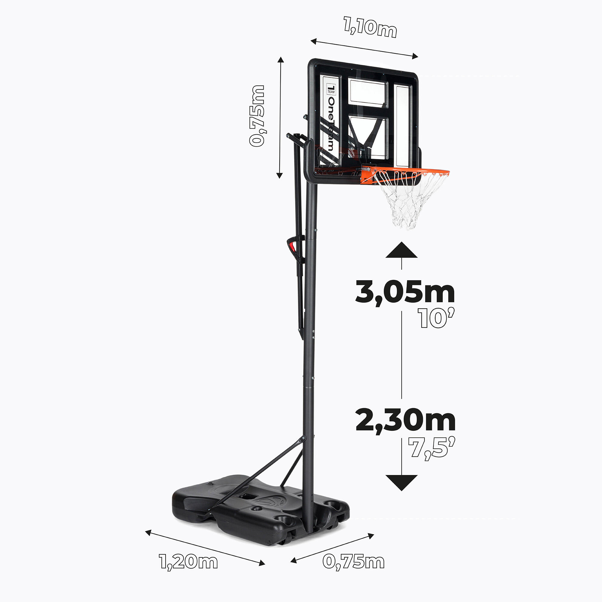 Système de Panier de Basket Réglable en Hauteur pour Enfants, Matériaux Premium, Facile à Assembler, Adapté pour le Tir en Extérieur et Intérieur